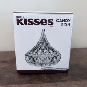 Glass Crystal Hersheys Kiss Shaped Shannon Candy Dish Trinket With Lid Clear NEW